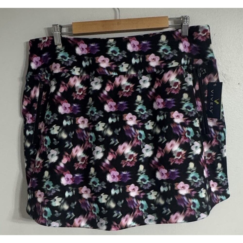 Vively Golf Skort Women’s Size 1X Floral Zipper Pockets Fast Dry Athletic NEW